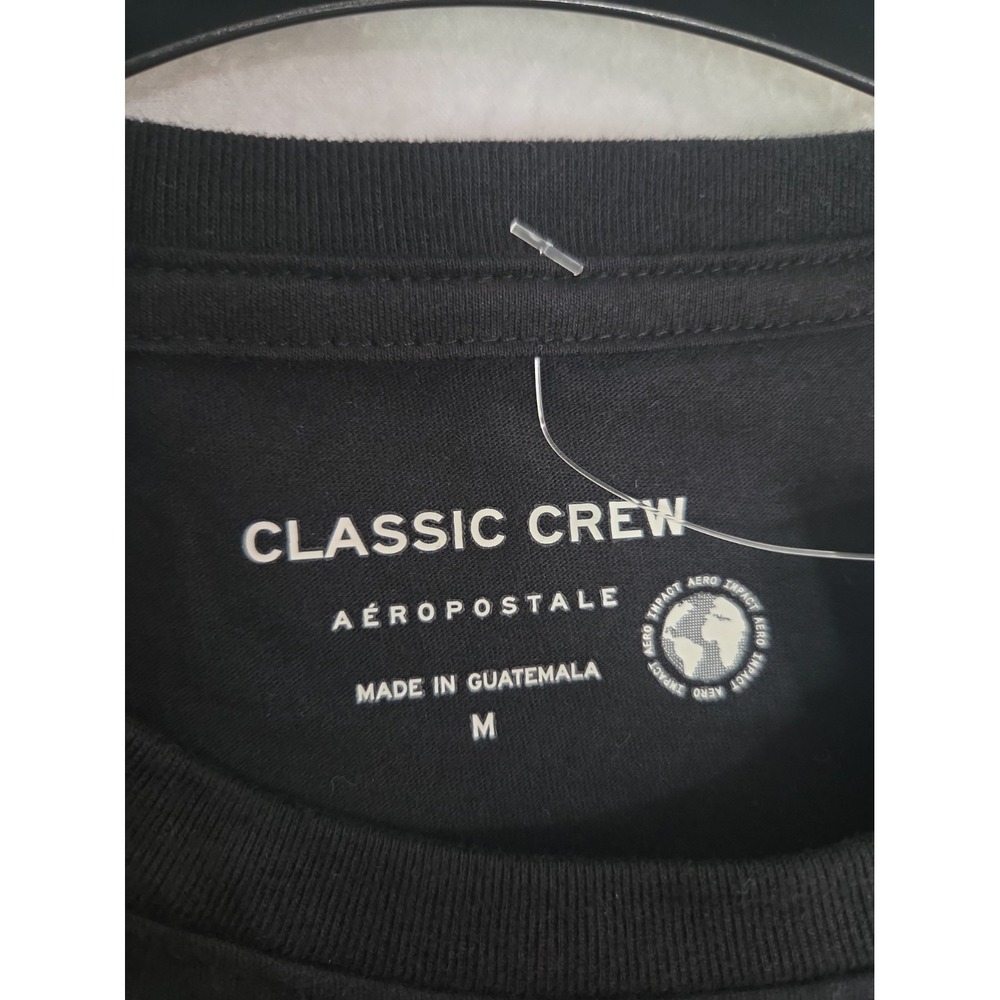 Aeropostale Shirt Womens M Black Classic Crew Short Sleeve Rhinestone AERO Tee - Picture 3 of 7